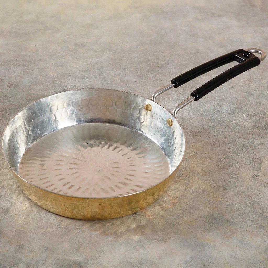 Brass Frying Pan - Non-Stick & Heat-Resistant Handle - Kalasians